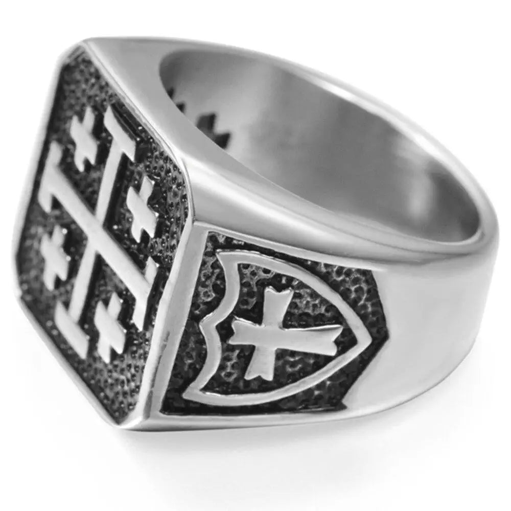 BAGUE MILITAIRE - CROISADE (ARGENT)