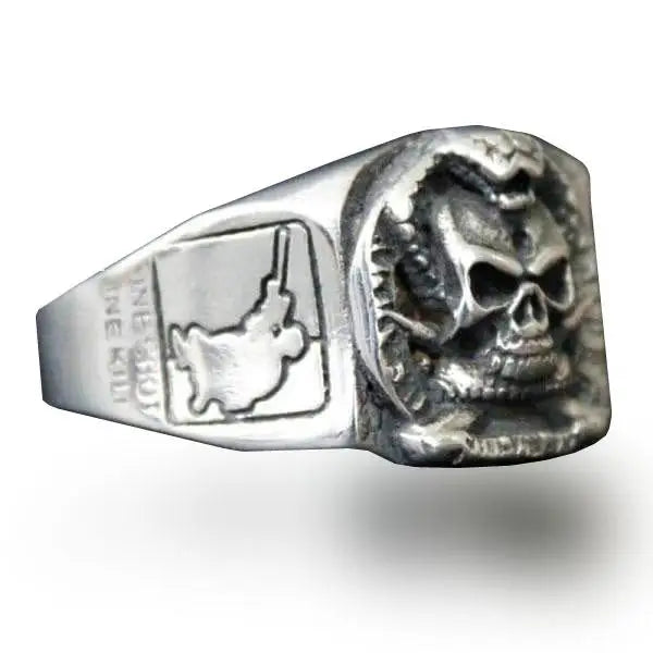 BAGUE MILITAIRE TRÈS DÉTAILLÉE (ARGENT)