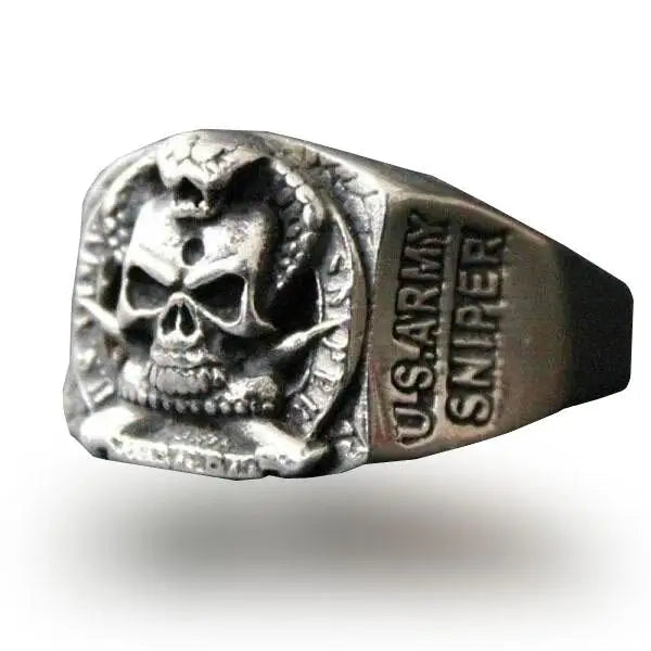 BAGUE MILITAIRE TRÈS DÉTAILLÉE (ARGENT)