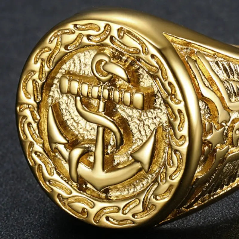 BAGUE MILITAIRE MARINE AMÉRICAINE (OR)