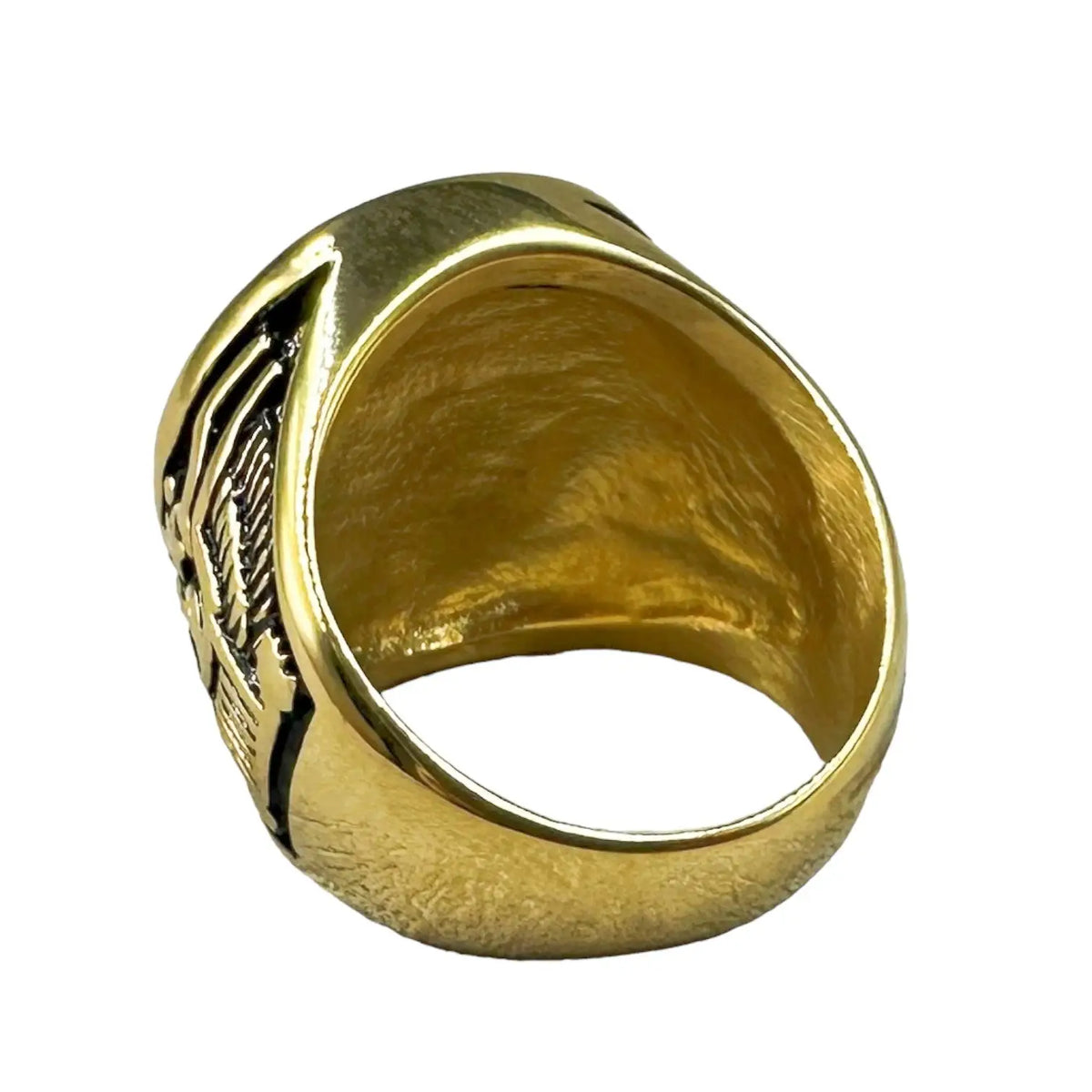 BAGUE MILITAIRE STYLE NAVAL - ANCRE MARINE (ACIER DORÉ)