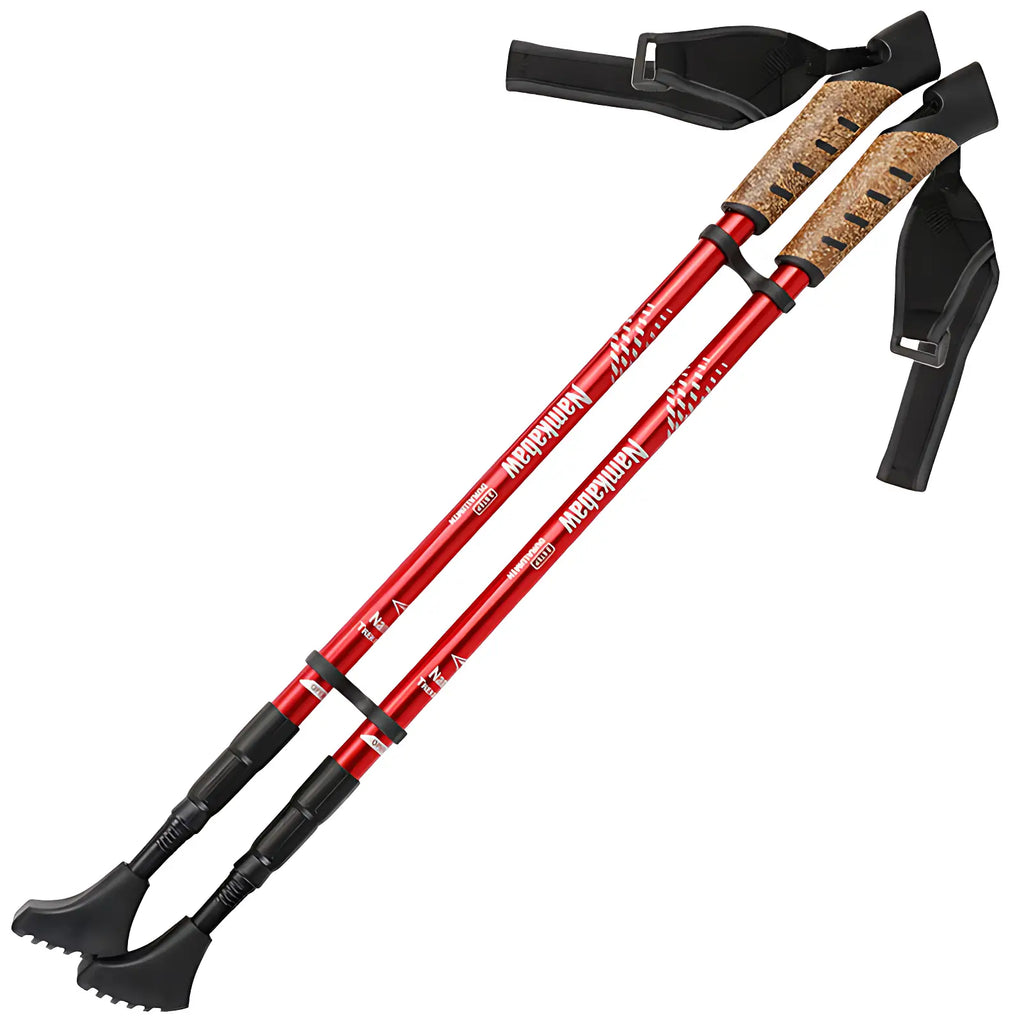 Bâton De Marche Pliable Télescopique 105-125 Cm – Alliage Alu, 4 Embouts (neige, Roche, Herbe, Route), Ergonomique, Pour Trekking