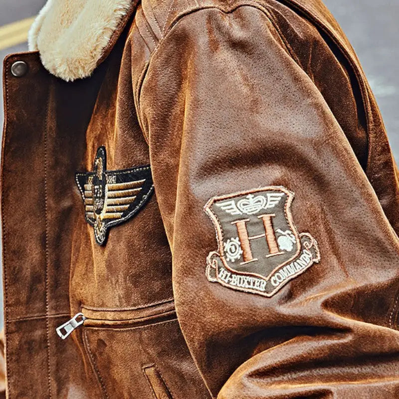 Blouson cuir militaire homme