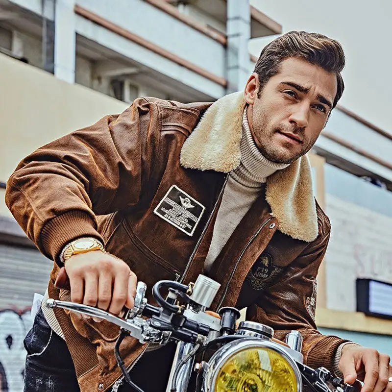 Blouson cuir militaire homme