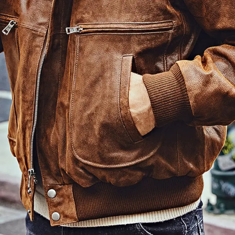 Blouson cuir militaire homme