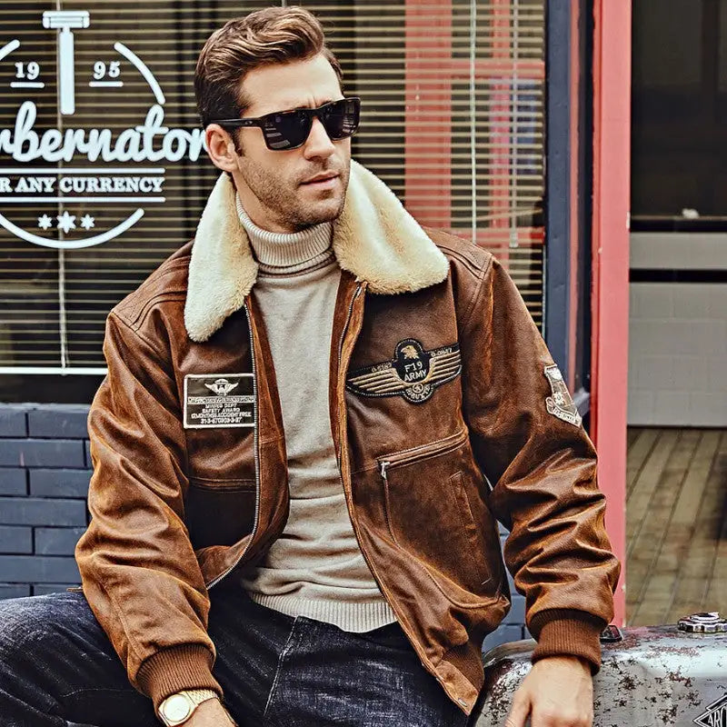 Blouson cuir militaire homme