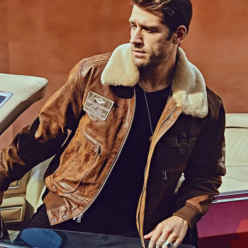 Blouson cuir militaire homme