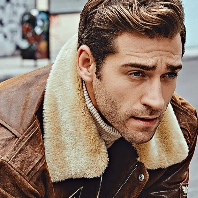 Blouson cuir militaire homme