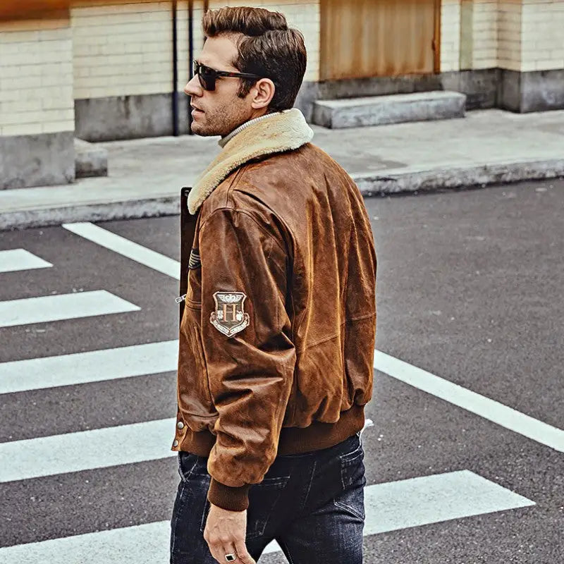 Blouson cuir militaire homme