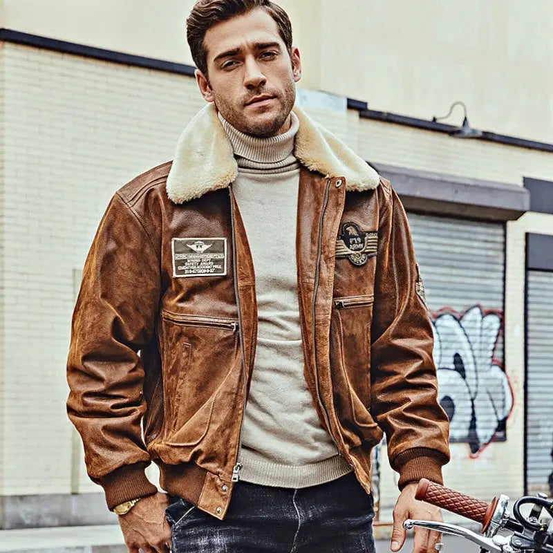 Blouson cuir militaire homme