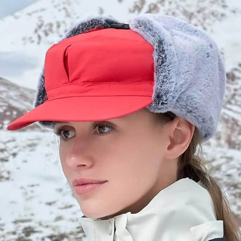 Casquette randonnée hiver avec fourrure