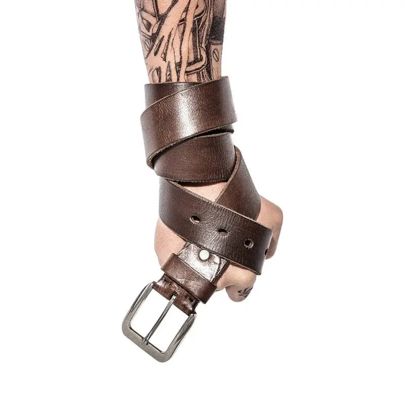 Ceinture militaire cuir marron
