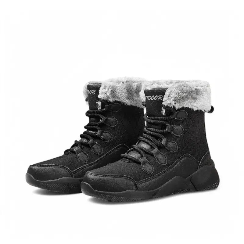 Chaussures noires fourrées femme grand froid