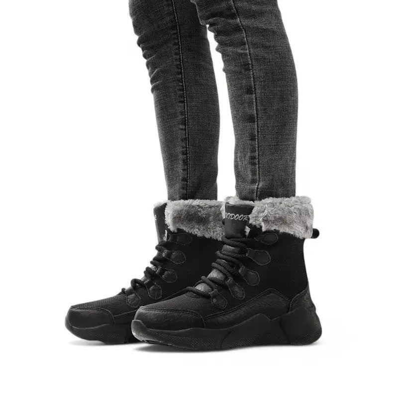 Chaussures noires fourrées femme grand froid