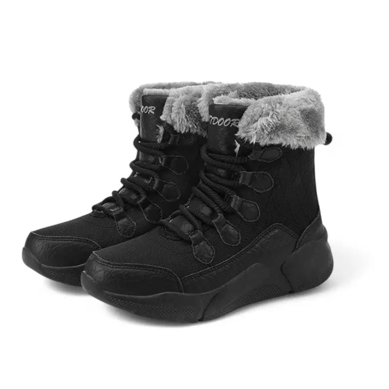 Chaussures noires fourrées femme grand froid
