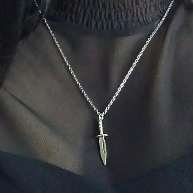 COLLIER MILITAIRE - COUTEAU (ARGENT)