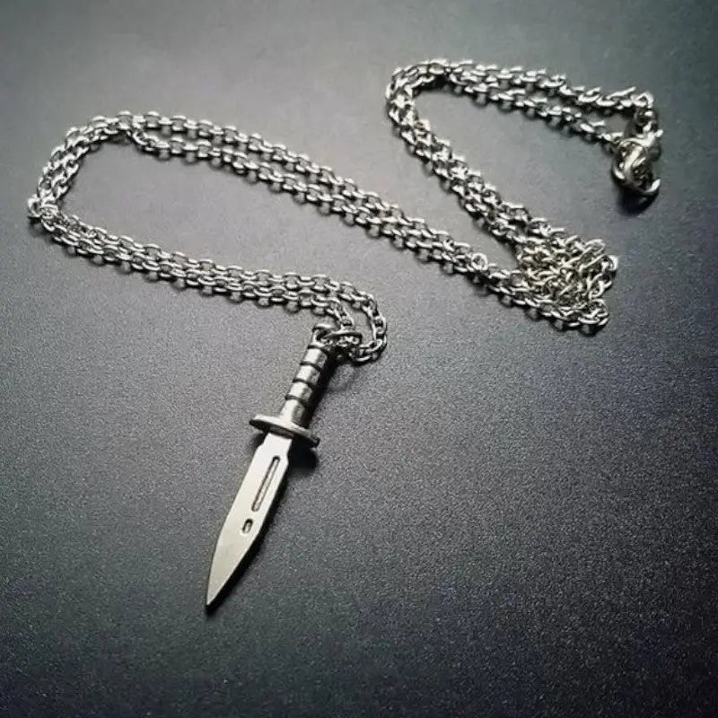 COLLIER MILITAIRE - COUTEAU (ARGENT)