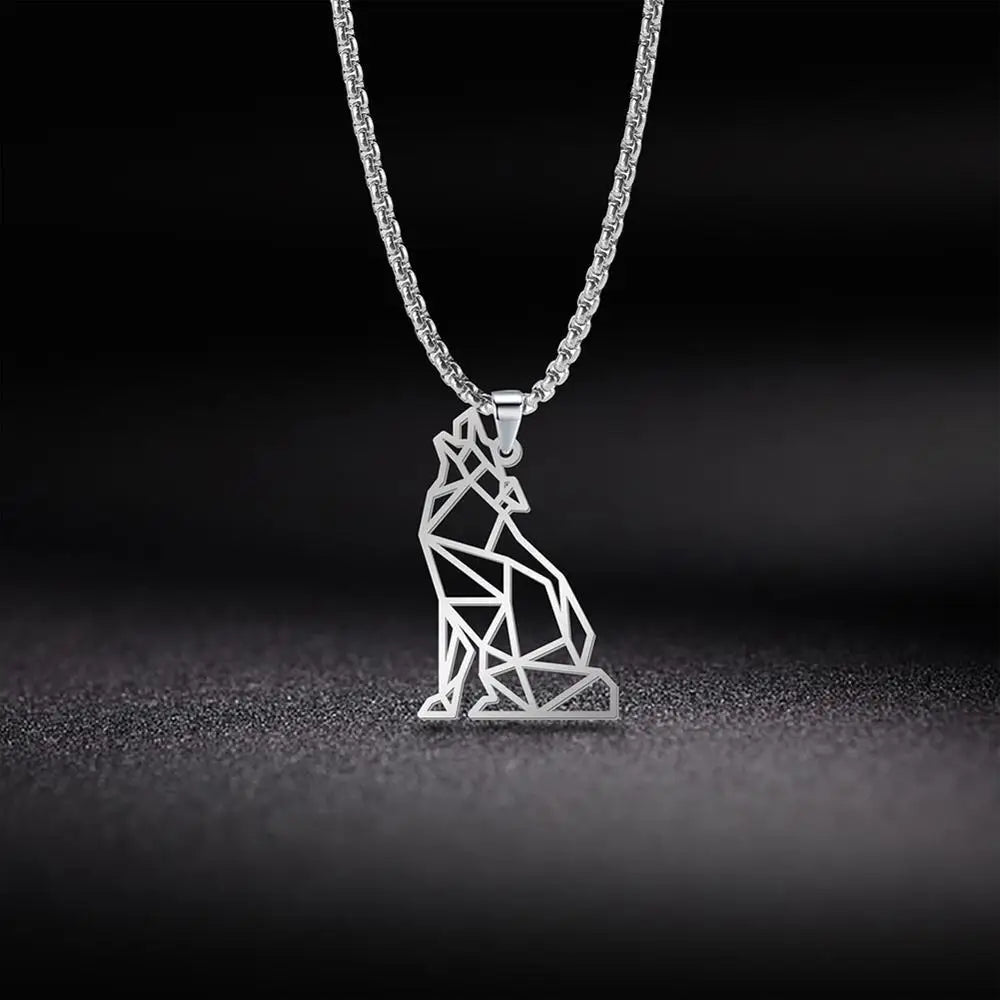 COLLIER MILITAIRE - LOUP SOLITAIRE (ARGENT)