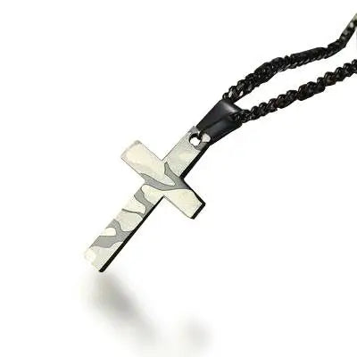 COLLIER MILITAIRE AVEC MOTIF DE CROIX (CÉRAMIQUE)
