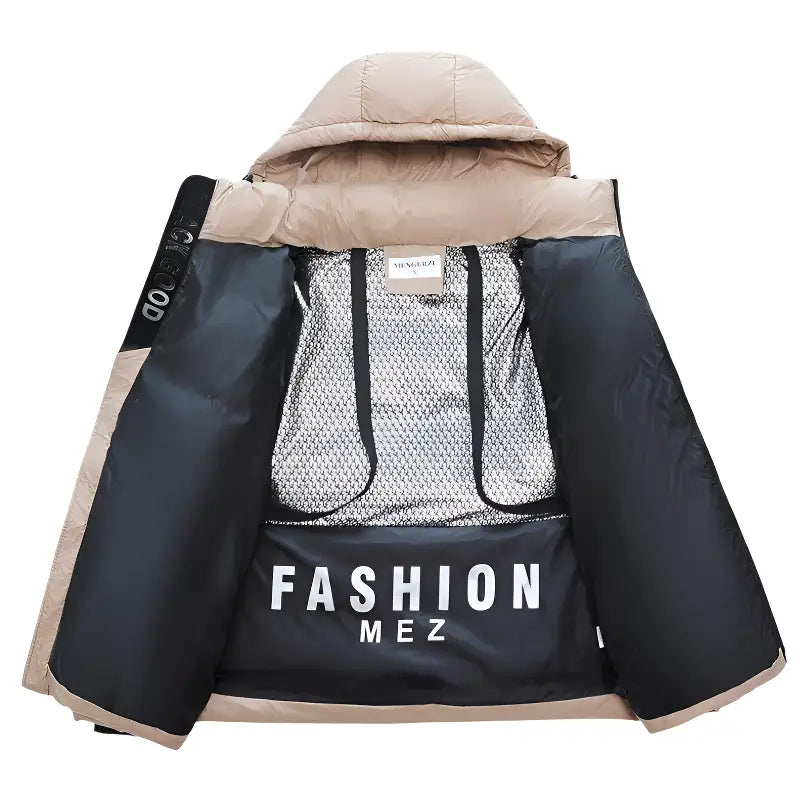 Doudoune beige femme mi longue