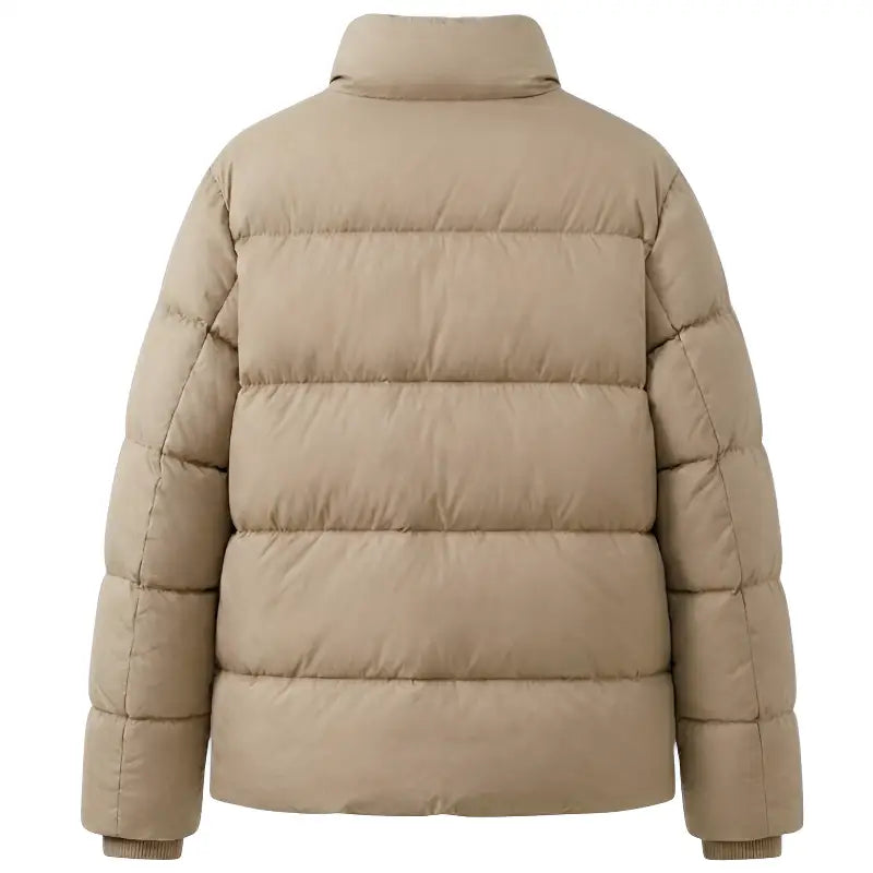 Doudoune beige femme mi longue