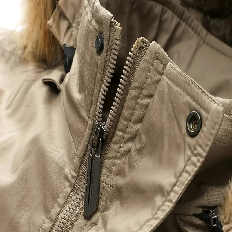 Parka militaire fourrure beige