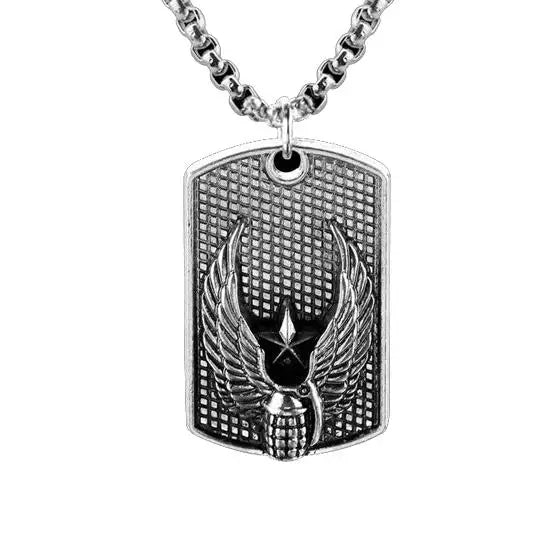 PLAQUE MILITAIRE - AIGLE SANGLANT (ARGENT)