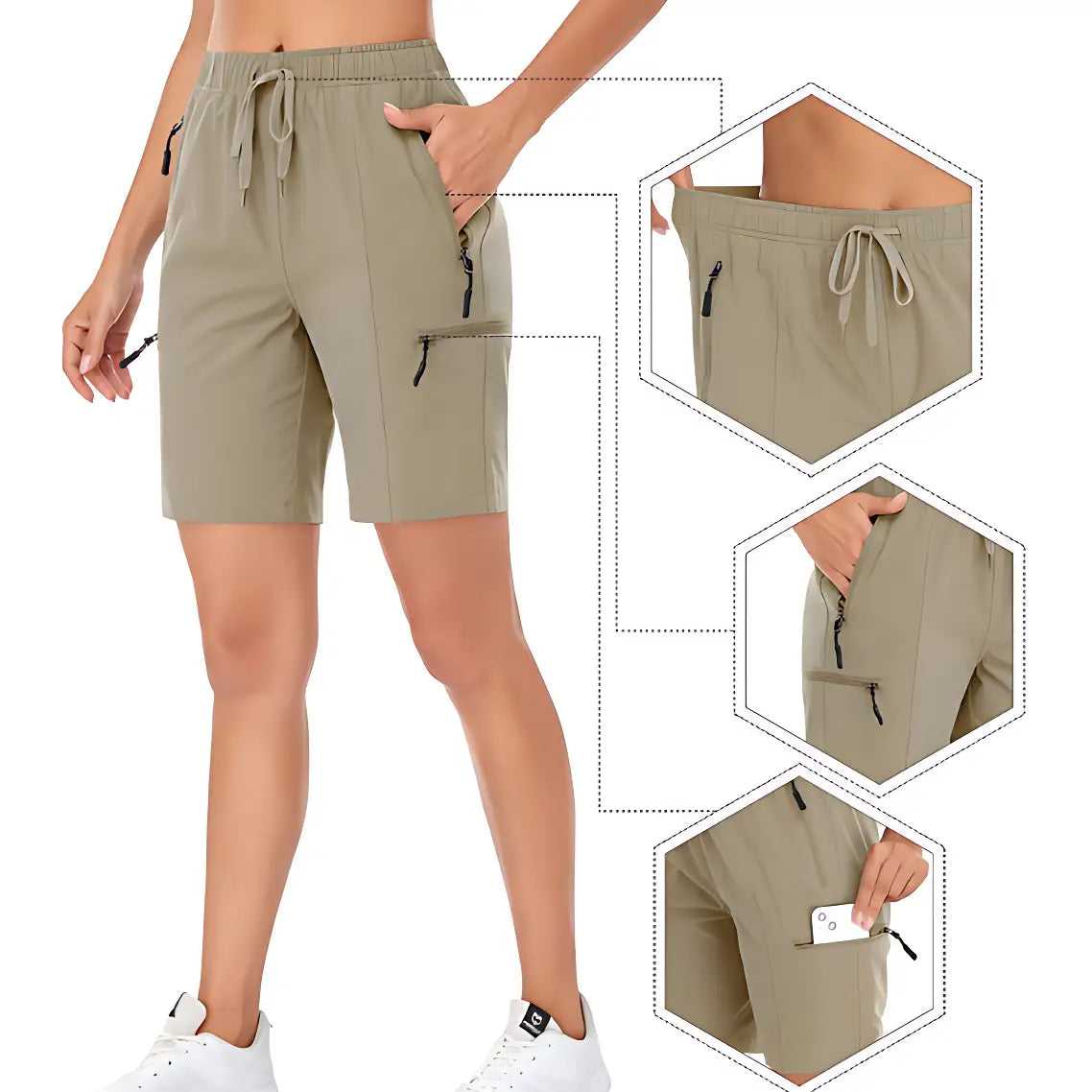 Short randonnée femme kaki