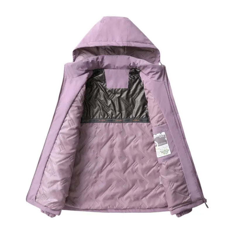 Veste chauffante automne hiver avec capuche amovible femme