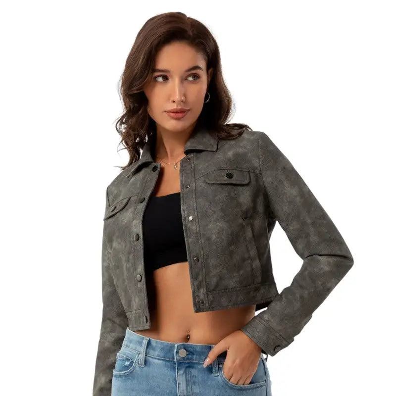 Veste coupe court militaire femme