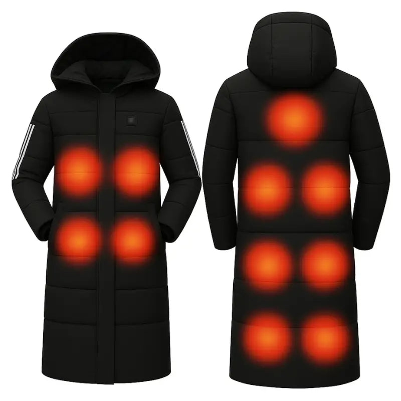 Veste longue chauffante 11 zones noire pour femme