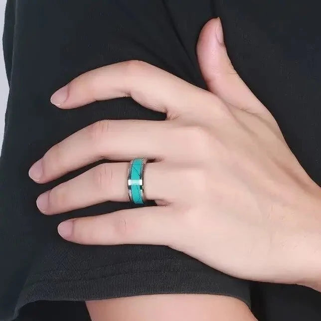 BAGUE MILITAIRE - BLEU DE JADE (CÉRAMIQUE)