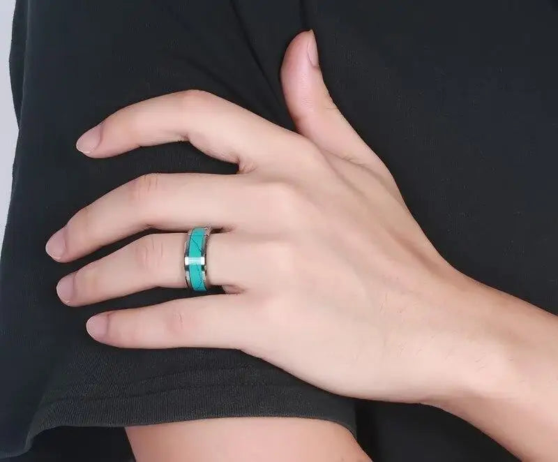 BAGUE MILITAIRE - BLEU DE JADE (CÉRAMIQUE)