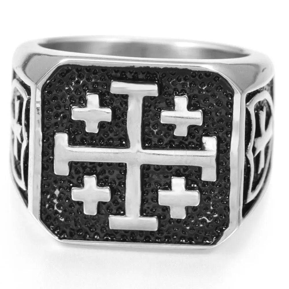 BAGUE MILITAIRE - CROISADE (ARGENT)
