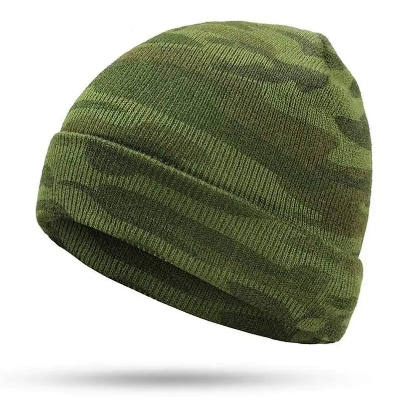 Bonnet ample en tricot thermique, bonnet d'hiver, vert olive