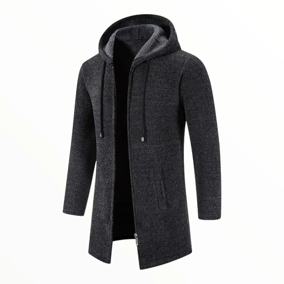 Cardigan long homme à capuche