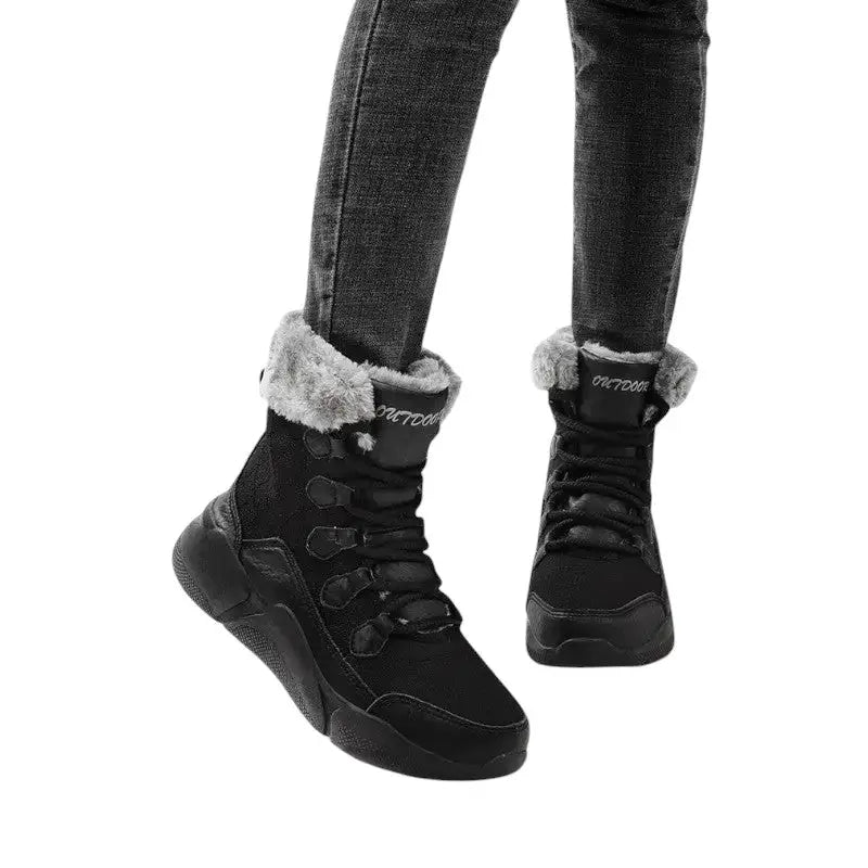 Chaussures noires fourrées femme grand froid