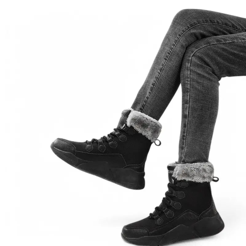 Chaussures noires fourrées femme grand froid