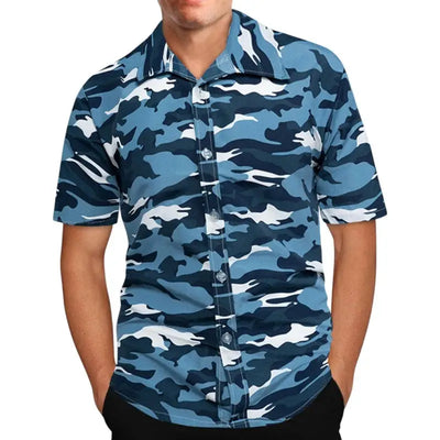 Chemise homme camouflage bleu