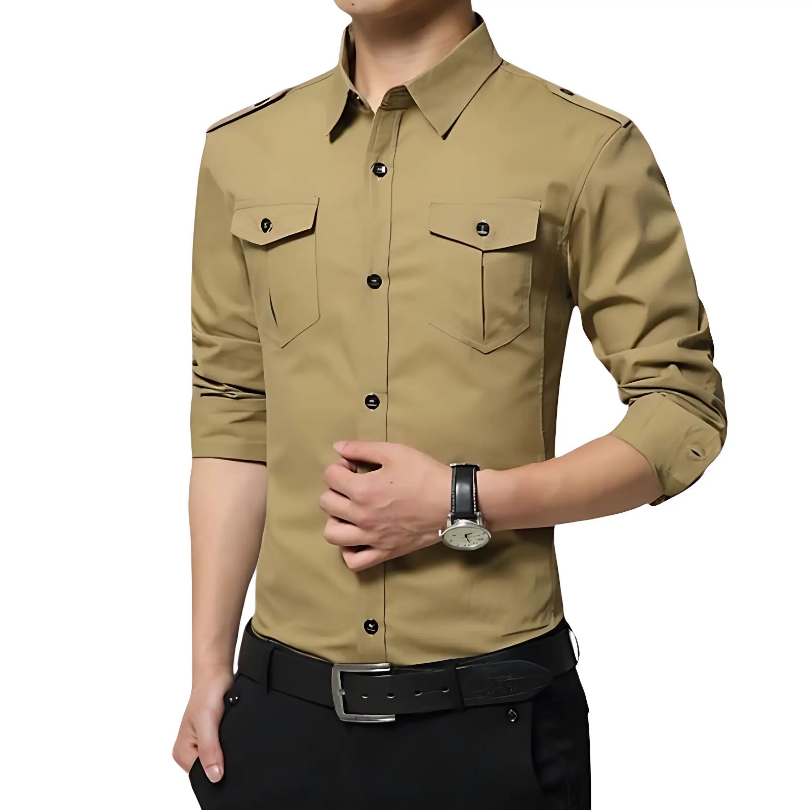 Chemise militaire homme kaki