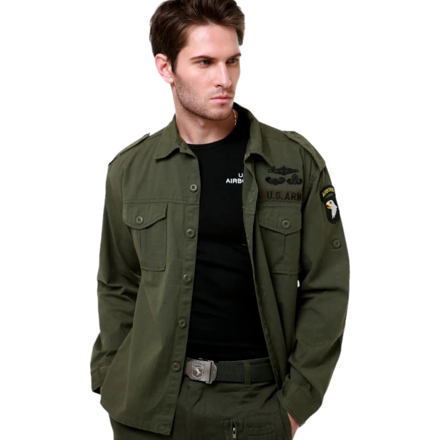 Chemise style militaire homme