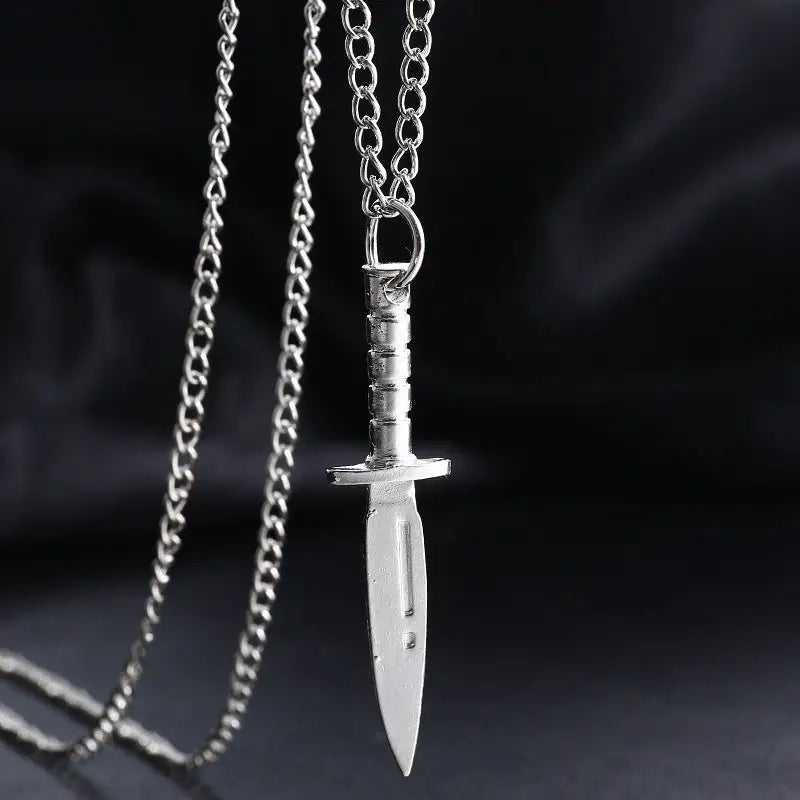 COLLIER MILITAIRE - COUTEAU (ARGENT)