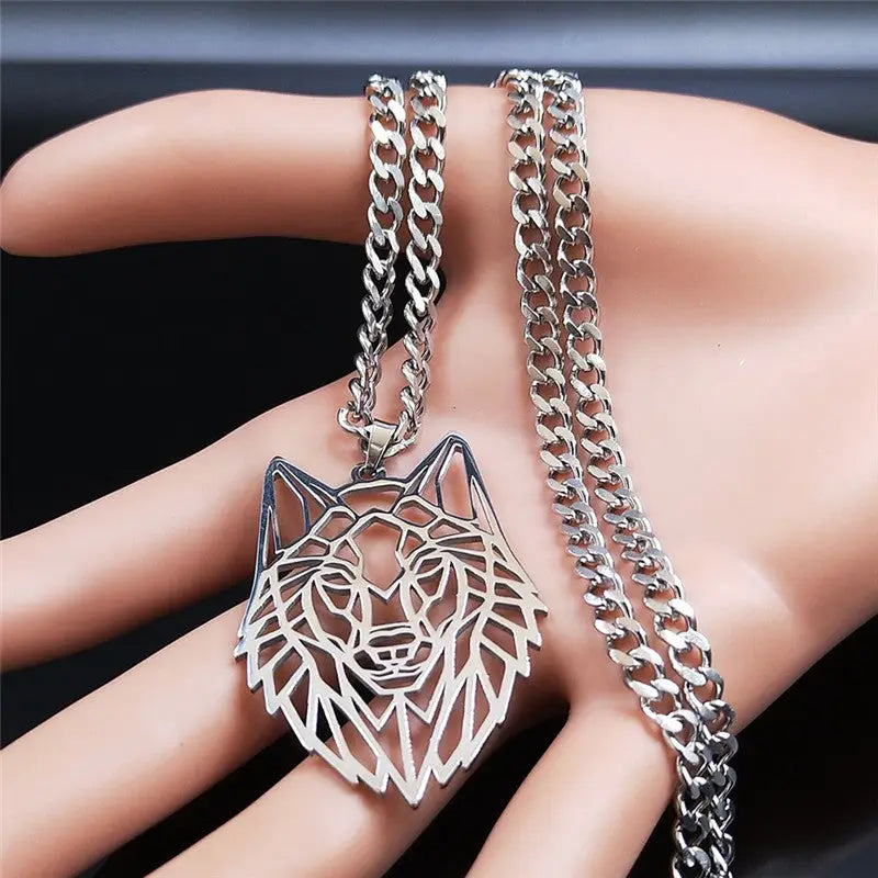 COLLIER MILITAIRE - LOUP SOLITAIRE (ARGENT)