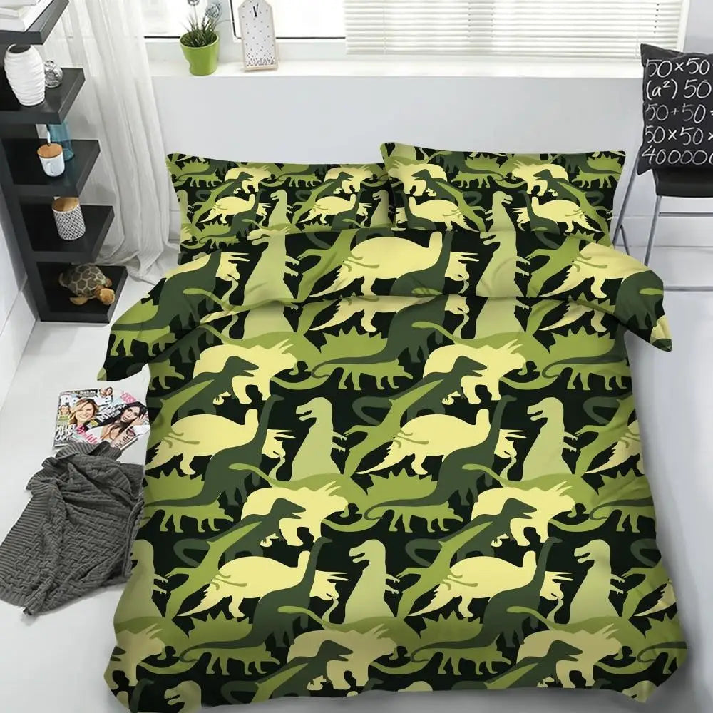 HOUSSE DE COUETTE MILITAIRE - DINOSAURE