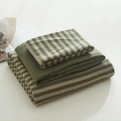 HOUSSE DE COUETTE MILITAIRE - RAYURE VERTE