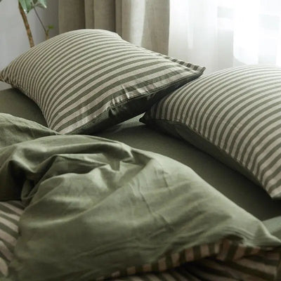 HOUSSE DE COUETTE MILITAIRE - RAYURE VERTE