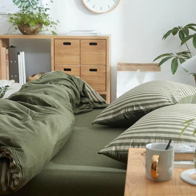 HOUSSE DE COUETTE MILITAIRE - RAYURE VERTE