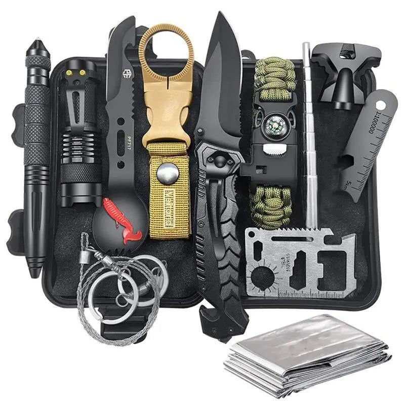 Kit de Survie Bushcraft - Équipement professionnel XL - Bracelet paracorde  - Couteau 