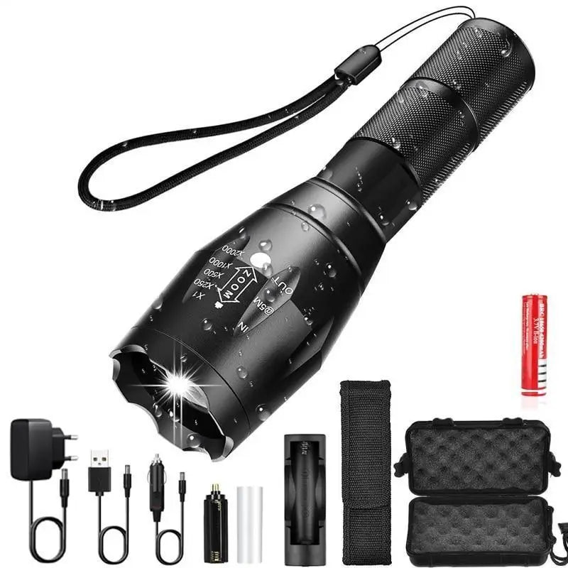 Lampe Torche LED Tactique 5 Modes Puissante 23000 Lumens Batterie 5000mAh Zoom Étanche IPX5 - Lampes (14390864 Lampe Torche LED Tactique 5 Modes Puissante 23000 Lumens Batterie 5000mAh Zoom Étanche IPX5 - Lampes (14390864