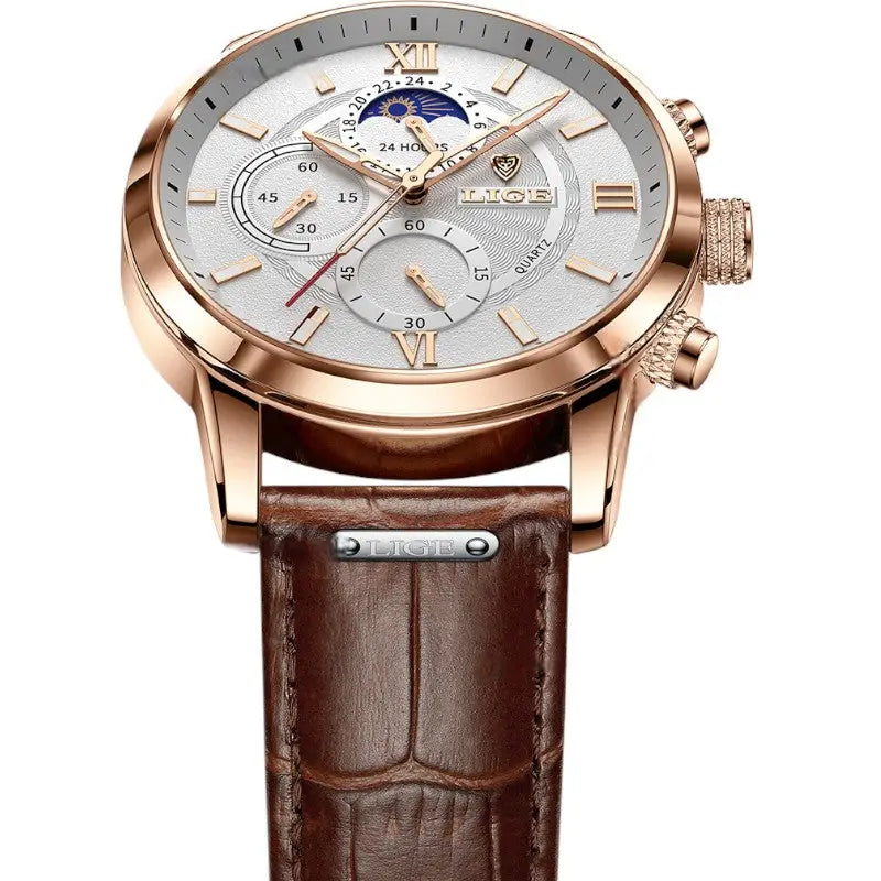 Montre analogique en cuir